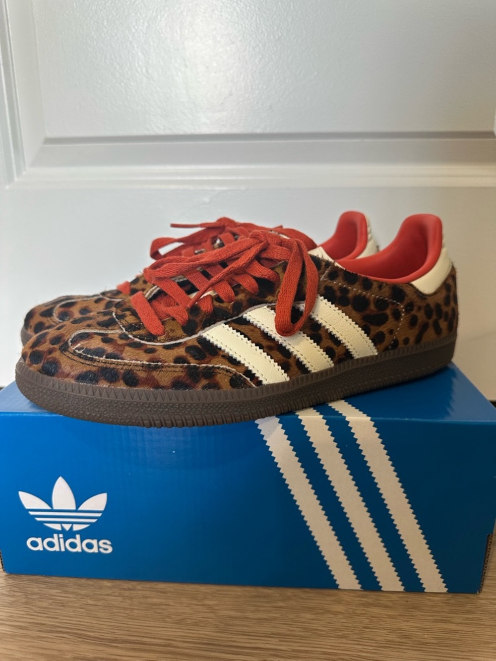 Adidas Women’s Samba OG in Leopard with Red Laces